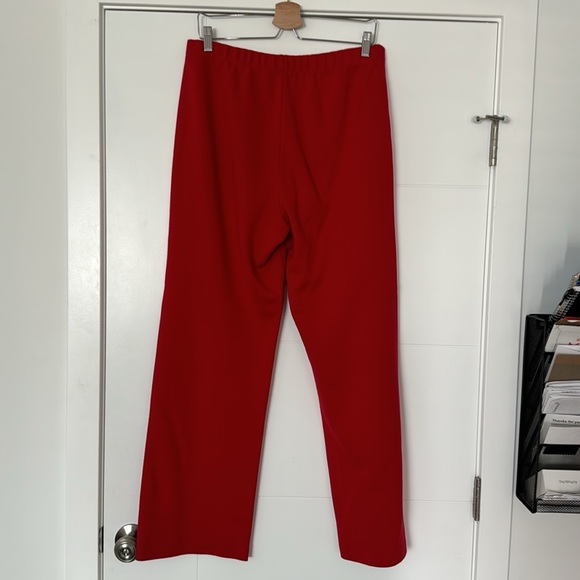 ST JOHN Wool Blend Wide Leg Red Trouser Pant Large - Picture 6 of 7